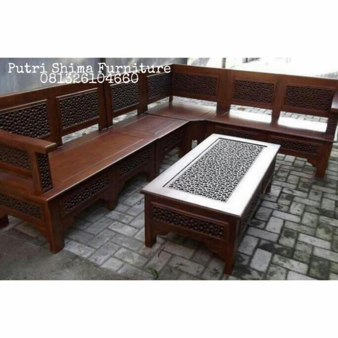 Terlaris Set Kursi Sudut Kayu Kursi Tamu L Kursi Sudut Kayu Minimalis Murah
