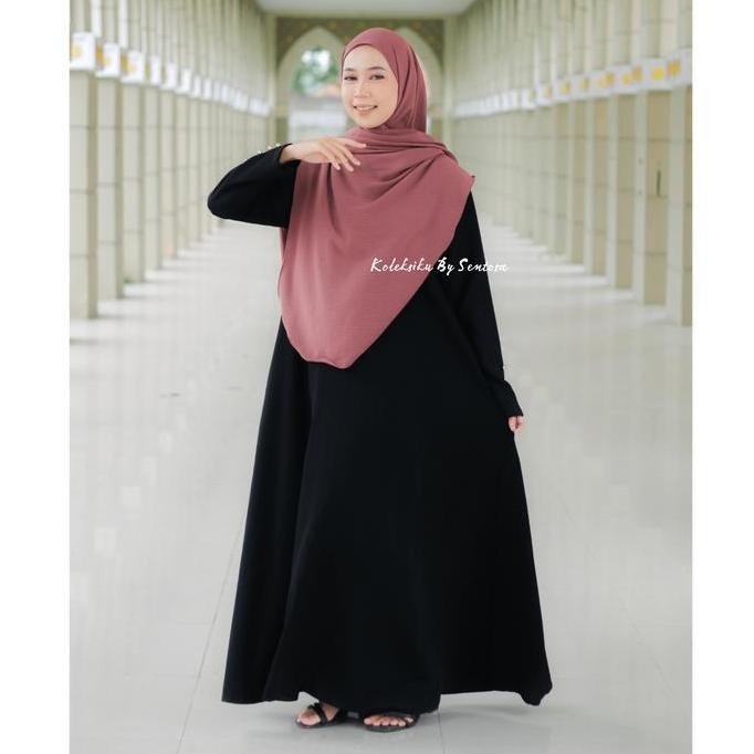Pashmina Oval Crinkle Premium By sentosa Pashmina Oval Syar'i Premium Airflow Hitam Muslim Jilbab Ke