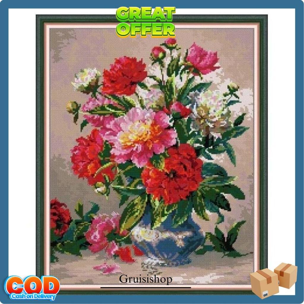 Cross Stitch Bunga Pola Kain Kristik Bunga Set, Kristik Modern Paket, Kristik Orchid Paket, Cross St