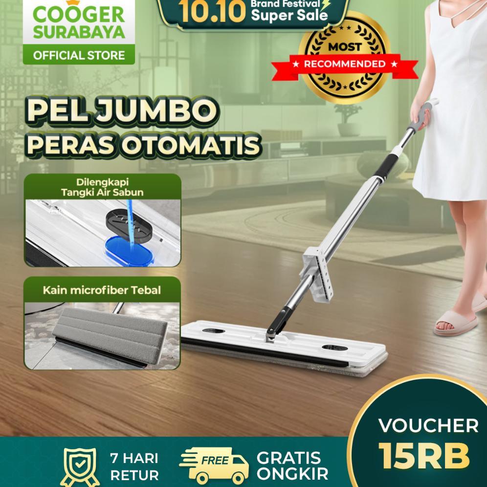 COOGER SURABAYA Alat Pel Lantai Jumbo Mop 3in1 Multifungsi Berdiri + Wiper Microfiber Kain Tebal Pel