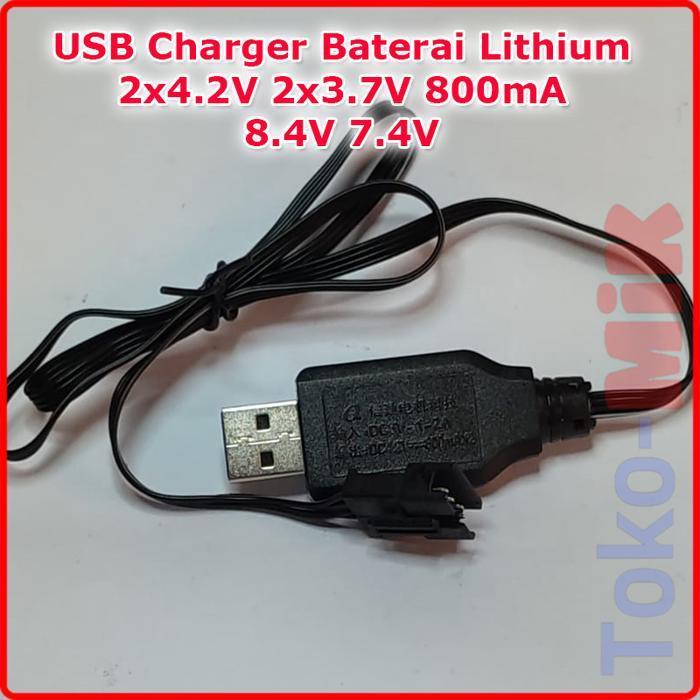 USB Charger Baterai Lithium 3.7V 4.2V 7.4V 8.4V Input DC 5V 2A