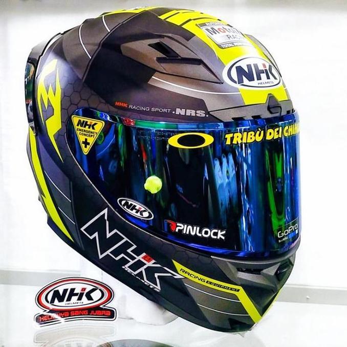 NHK HELM RX9 MOTIF NAVY BLACK GUNMETAL/YELLOW DOFF PAKET GANTENG
