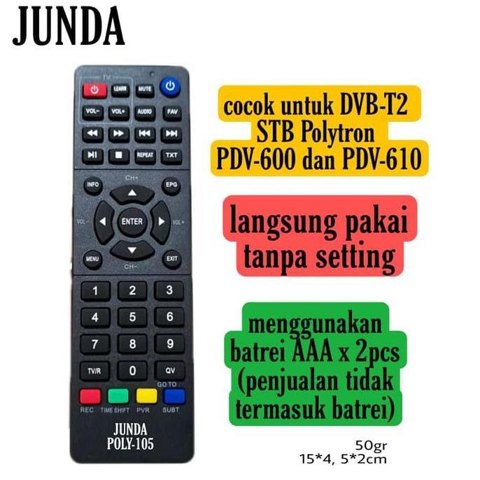 Remote STB Polytron PDV 600 / PDV 610 DVB T2 JUNDA POLY 105