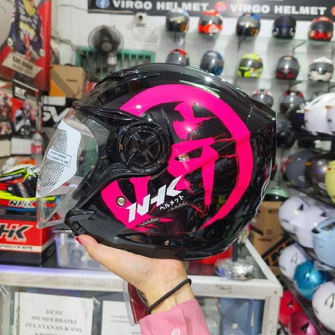 Helm NHK Gladiator Motif Kanji Black Pink untuk Motor - Motorcycle