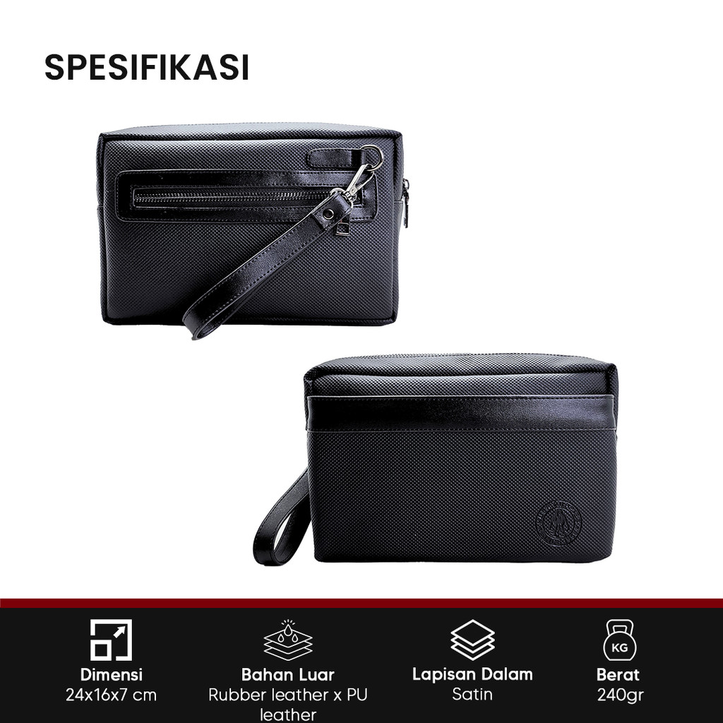 TAS TANGAN PRIA HUSH PUPPIES 818 PREMIUM HITAM / CLUTCH BAG SIMPEL ORGANIZER