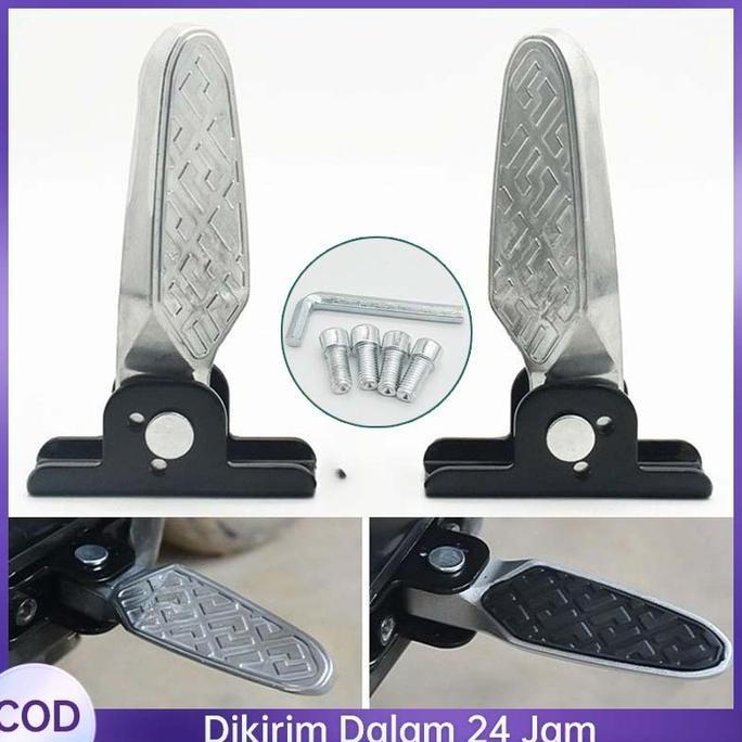 1pasangan Injak Kaki Sepeda Listrik Pedal Belakang Sepeda Listrik Lipat Footstep Aluminum Jalu Lipat