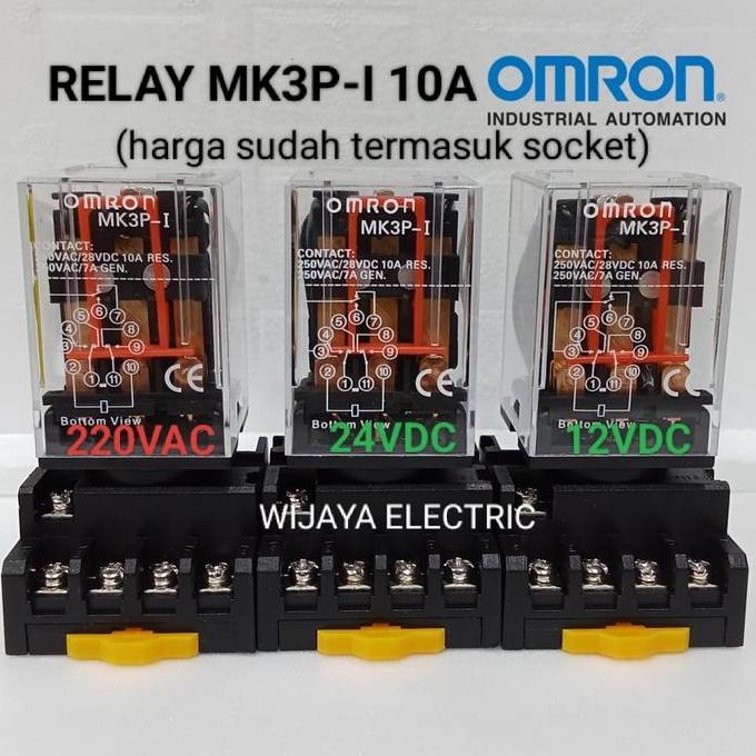 relay Omron mk3/mk3p/mk3p-i 220vac 10a 11kaki+socket TERBARU