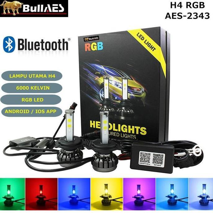 LAMPU LED HEADLAMP H11 H4 HB4 RGB IOS ANDROID MERK BULLAES PREMIUM