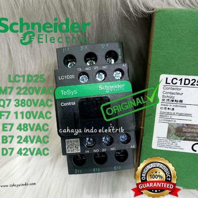 kontaktor contactor schneider lc1d25e7 48vac 3phase 40a kontaktor Schneider 40ampere lc1d25 original