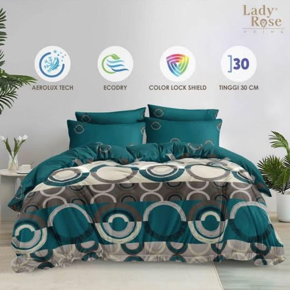Bedcover set UK 160x200 Ladyrose tinggi 30 / Bed cover satu set queen lady rose