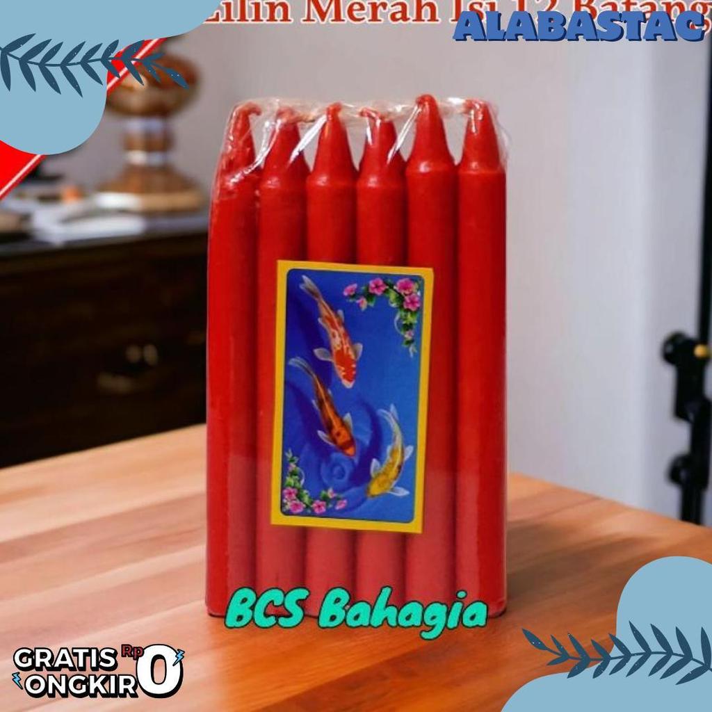 Wajib Punya Lilin Merah Sembahyang Isi 12 Batang Ukuran Besar / Lilin Sembahyang / Lilin Merah / Lil