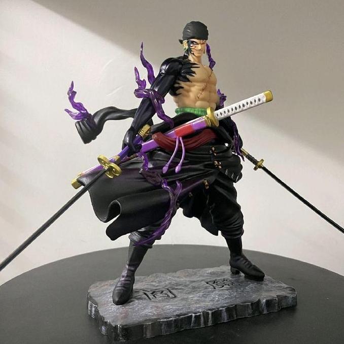 Action Figure Roronoa Zoro Enma Sword Statue 24cm Besar Anime One Piece Gk Collectible