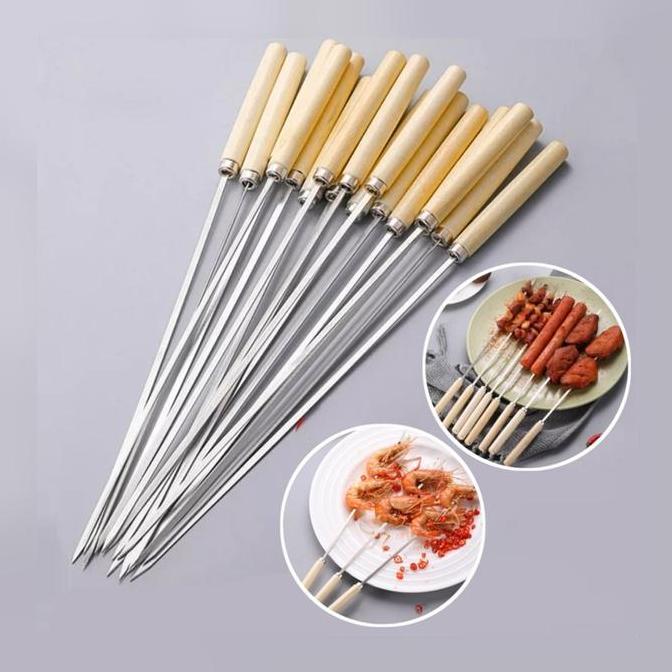 HALOJAJU Alat Tusuk Sate Barbeque Stainless Steel Reusable 50 buah MUS