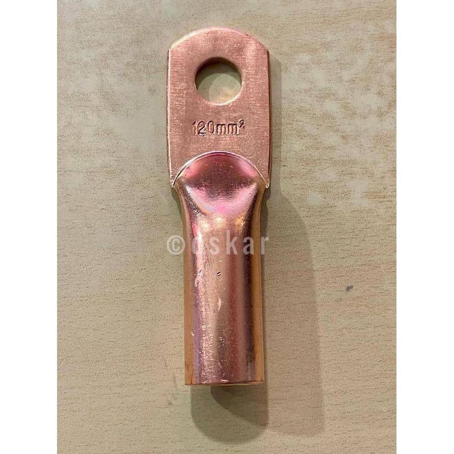 Cable Lug/ Skun Kabel DTG 120 - Lubang baut 12 (Skun Tembaga Coklat) + Vinyl(Paket)
