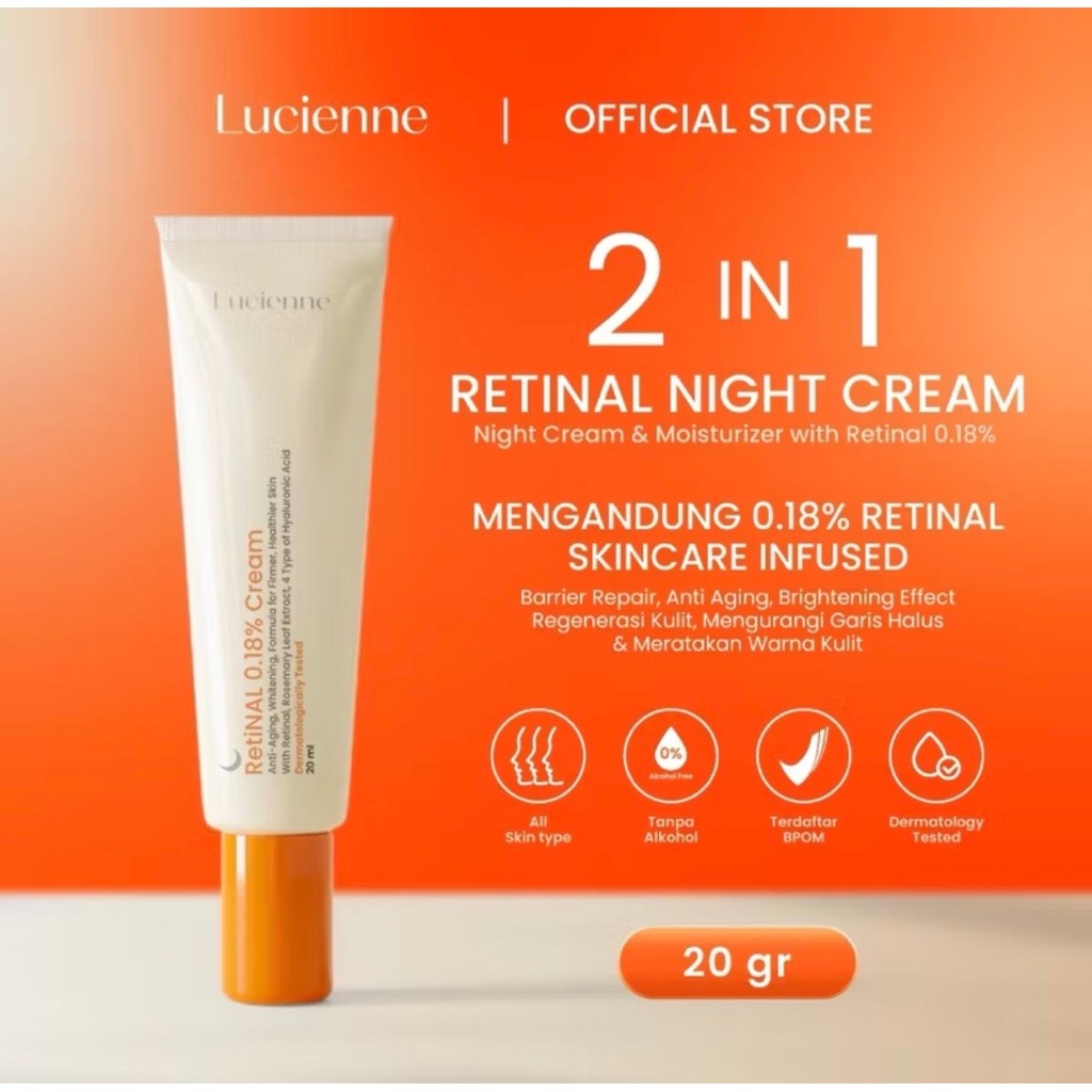 (READY STOCK) RETINAL 0.18% LUCIENNE | SUNSCREEN TINTED LUCIENNE | RETINOL LUCIENNE CRYSTAL SERUM LU
