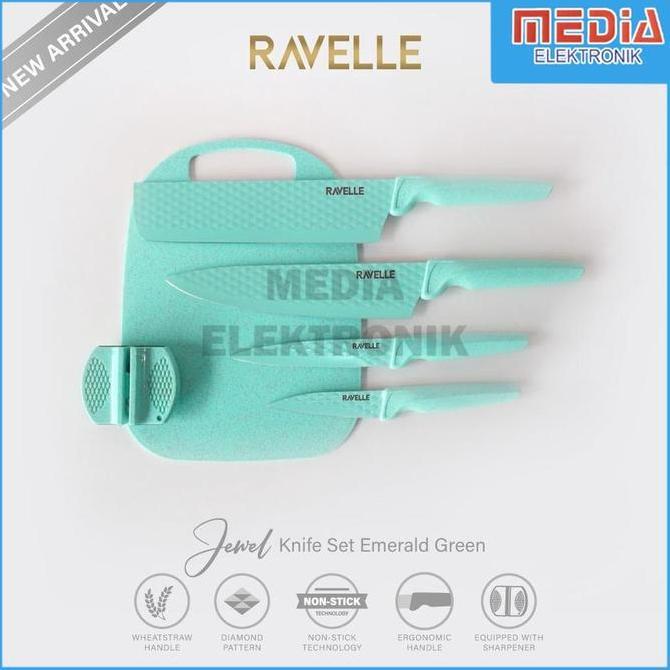 RAVELLE Pisau Set Ravelle 6in1 Jewel Knife Set Emerald Green
