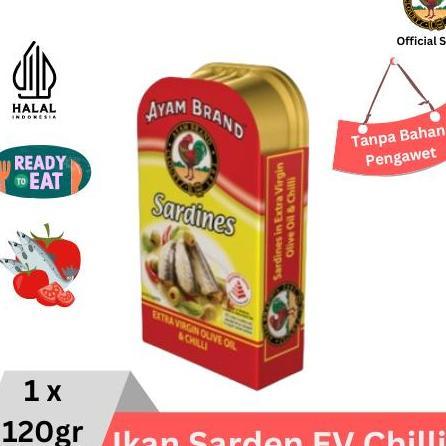 Ayam Brand Ikan Sarden Kaleng Extra Virgin O Oil Pedas 120Gr