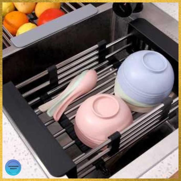 Rak Peniris Wastafel Anti Bakteri Alat Bantu Cuci Piring Gelas Perabot Dapur Buah Sayur Kering Lebih