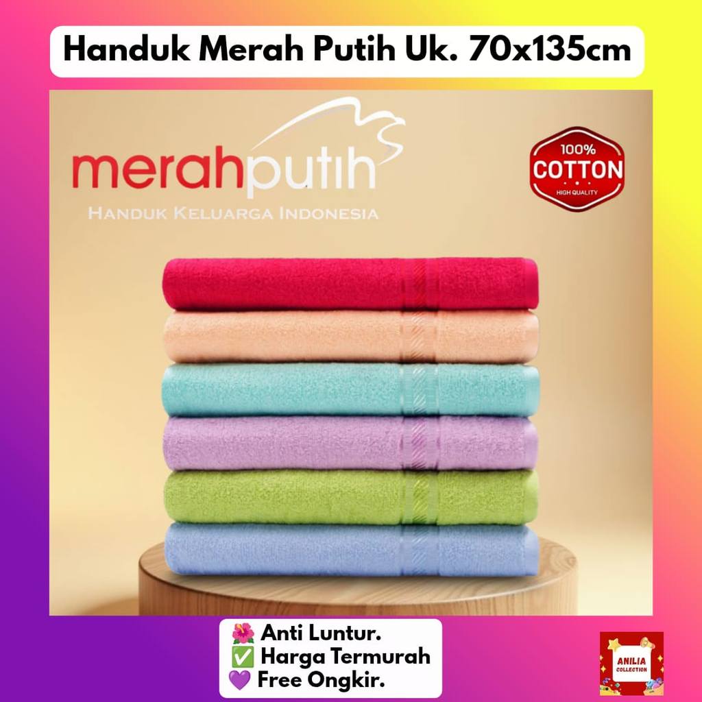Handuk MERAH PUTIH 70x135cm / Handuk MP 70x135 Jumbo Size Handuk Dewasa