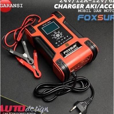 filhamseller - foxsur smart charger accu 12v 12a-24v 6a mobil motor truk