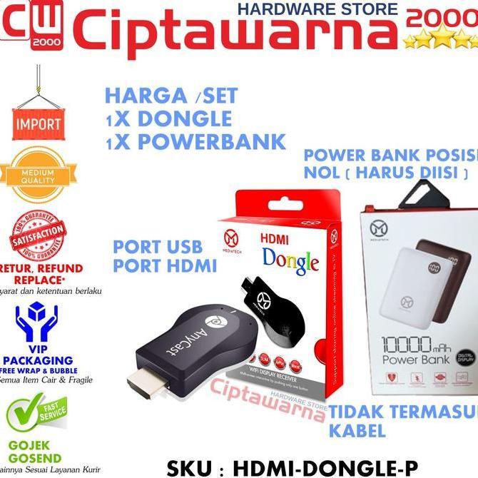 :::::::] Pencerminan layar hp ke tv HDMI Dongle AnyCast Mirorring + Powerbank