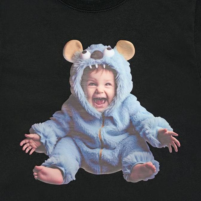 New- Kids ADLV Baby Face Monster Baby Tee Black
