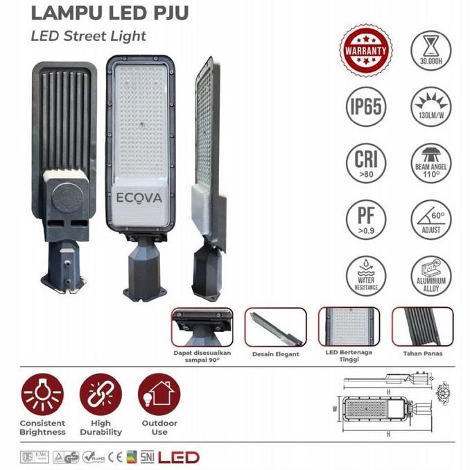 Lampu LED SMD PJU street light outdoor Sorot Penerang ruas jalanan Jalan Ecova 50W 50 Watt 100W 100 