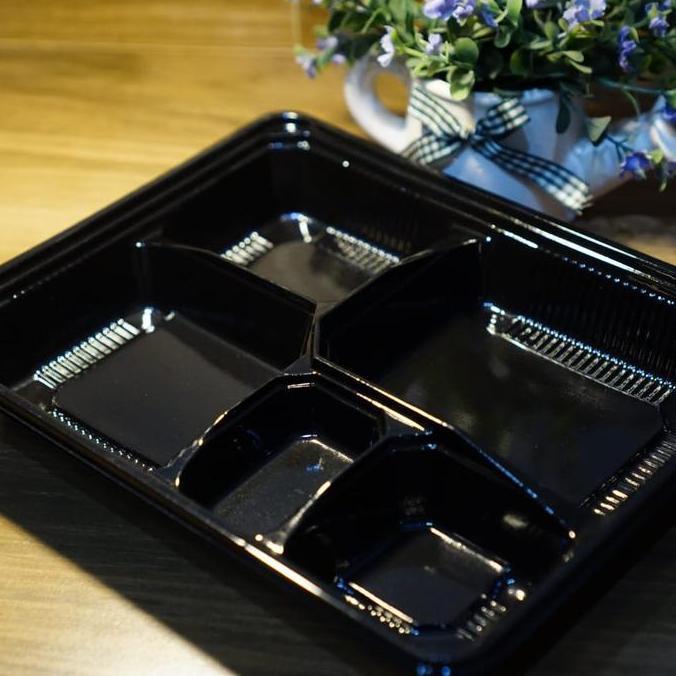 Bento sekat 5 hitam/mika bento sekat 5/tray bento/box bento