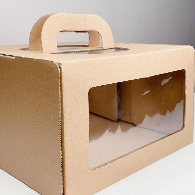 New- Kotak Kue mika handle cake box mika pegangan 20.5x20.5x15cm (grosir)