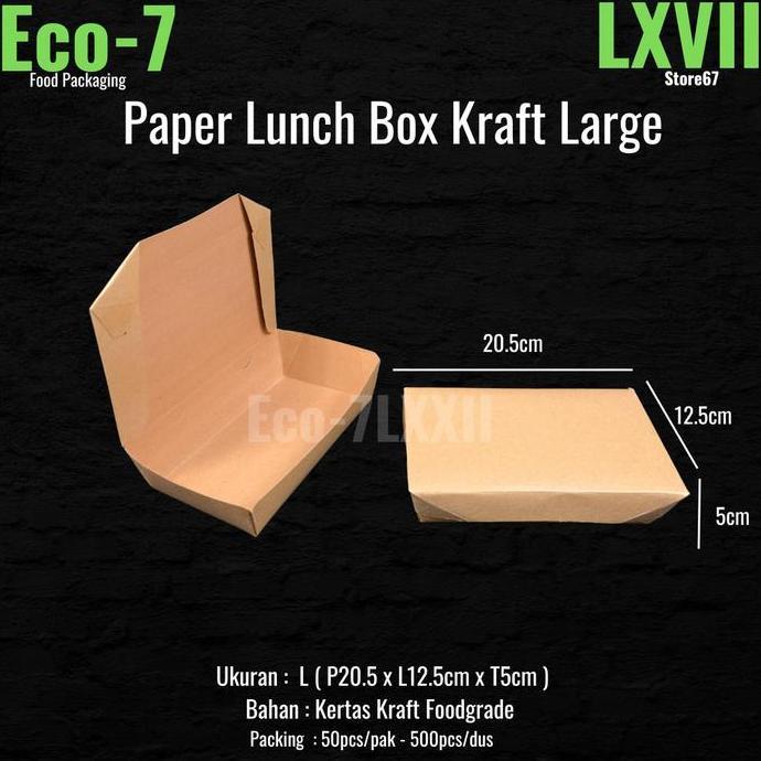 New- Paper Lunch Box Brown Kraft Ukuran L