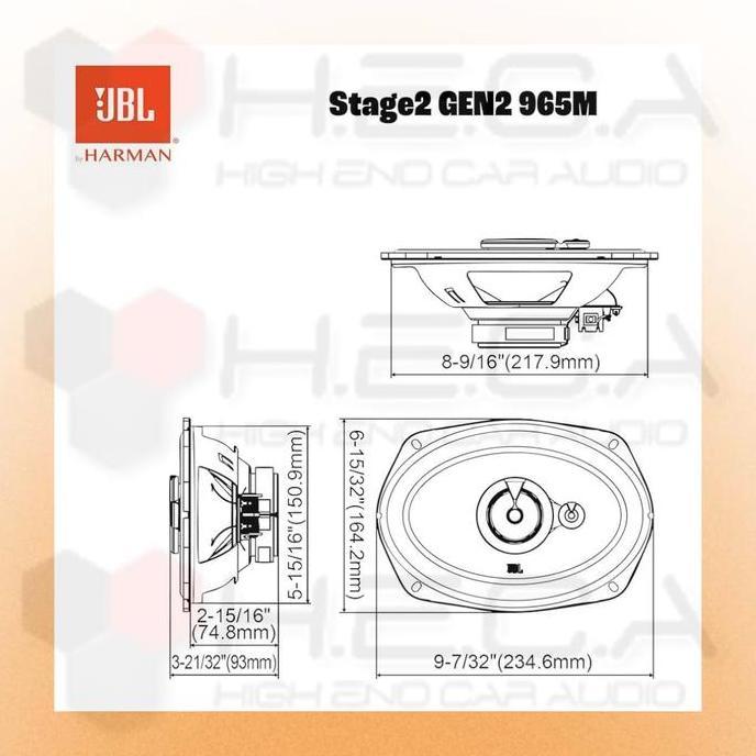 Grosir Jbl Stage2 965M Speaker 3-Way Coaxial Oval Stage 2 965 M Mobil Ovale