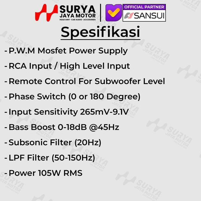 Grosir Sansui Se-800Sl Subkolong 8 Inch 800W Peak Power +18Db Bass Boost Se800Sl Subwoofer Kolong Ak