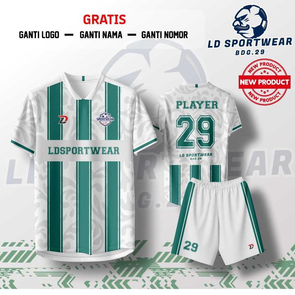 Custom Jersey Bola Futsal V3 PUTIH HIJAU  Full Printing