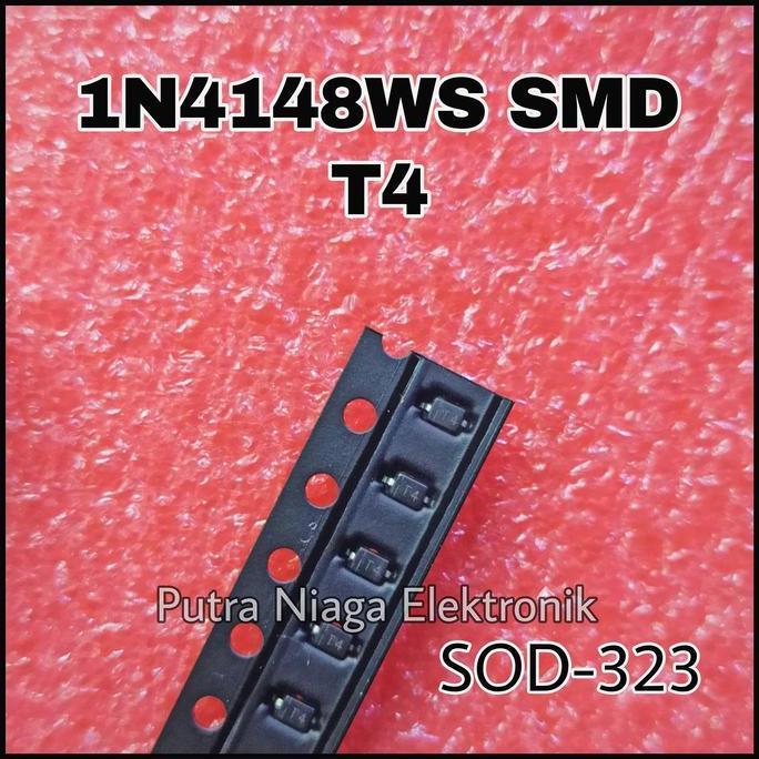 (10) Dioda SMD 1N4148WS T4 SOD323 0805 / IN4148 Fast Switching Diode 1N 4148 SOD-323 marking : T4 pu