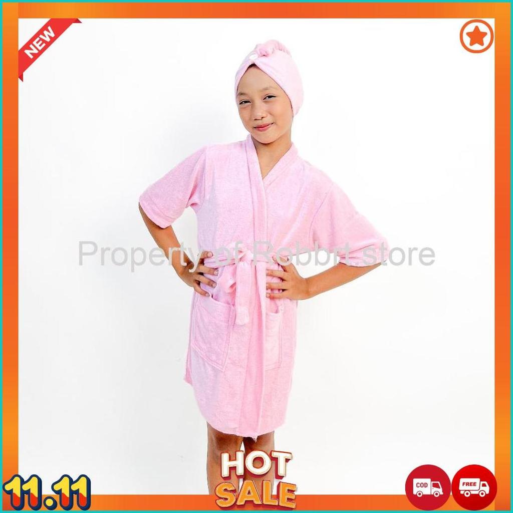 Set Handuk Kimono Anak + Handuk Pengering Rambut | Handuk Mandi Anak Lembut & Cepat Kering Cod
