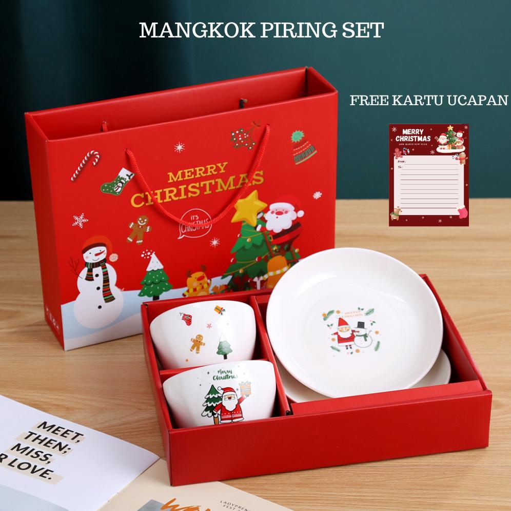 BANMOTSTORE Mangkok Piring set hampers Natal Kado Natal