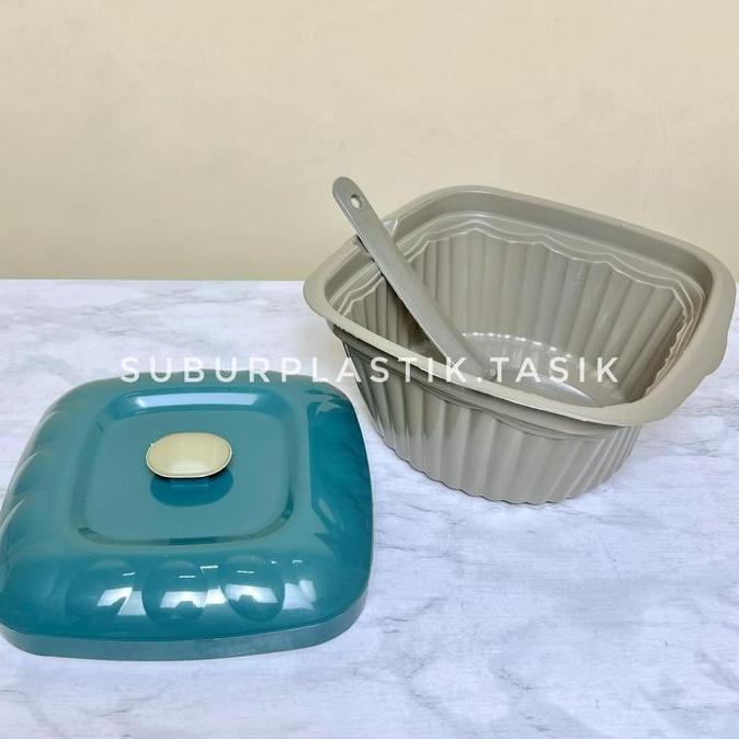 [6 pcs] Basi Prasmanan Segi Keyen Free Centong Wadah Sajian Bakul Plastik Serbaguna Berkat Hajatan A