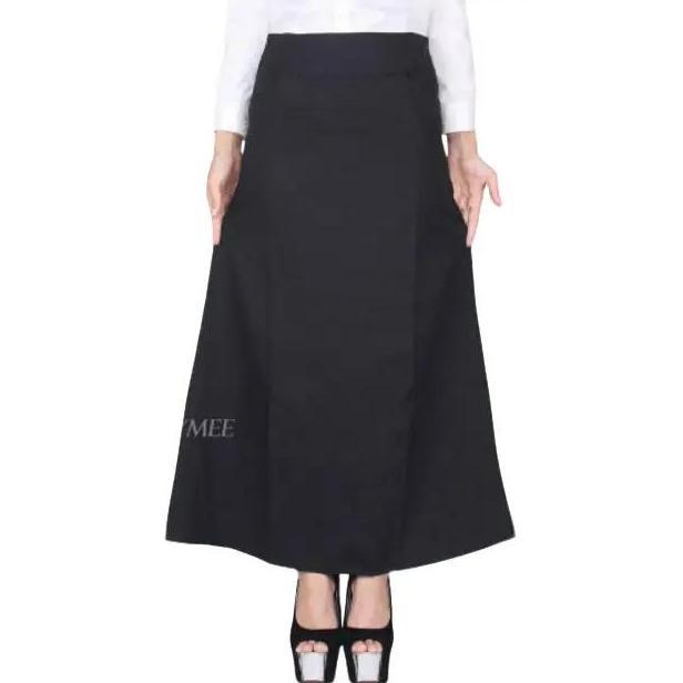 Rok kerja wanita Hitam model line A Pendek Scuba Maxi Tebal Dewasa Panjang