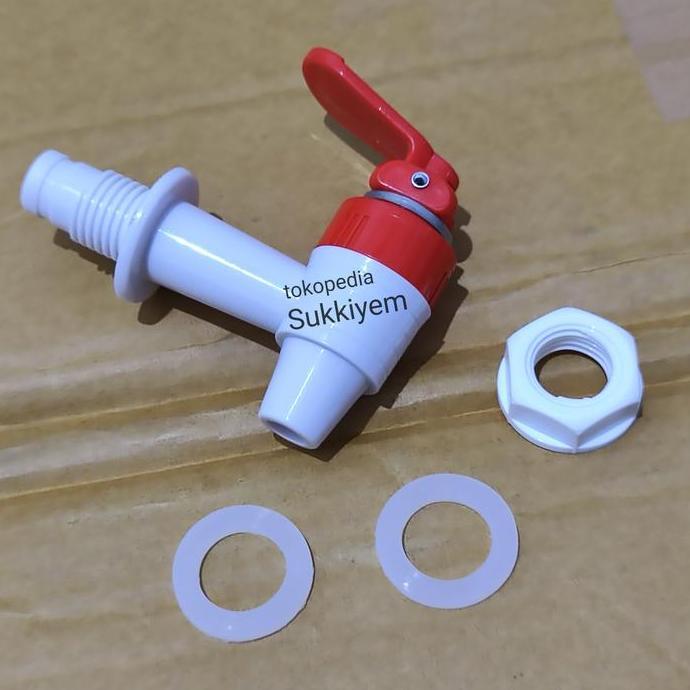 :::::::] Kran Dispenser PVC Pencet Merah  Keran Air Panas Tekan Galon Drat Luar