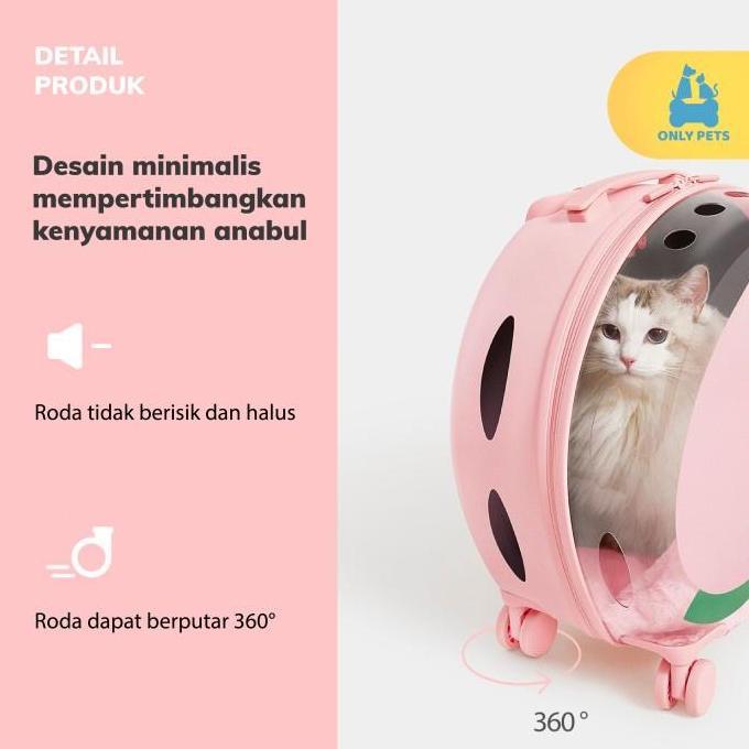 TERBARU ONLY PETS Tas Koper Dorong Anjing Kucing Transparan Premium 4 roda