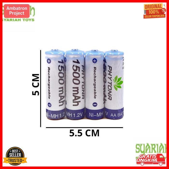 Berkualitas Syariah Toys Baterai Cas Aa  Phytona 1500Mah 1.2Volt Rechargeable Battery Sni