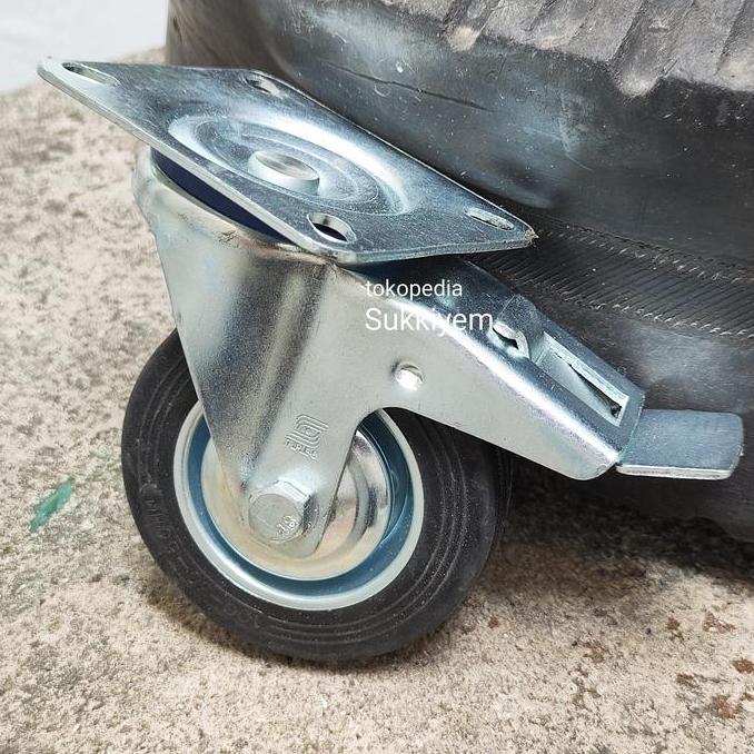 (:(:(:(] Roda Karet Hidup 4" + Rem -  Roda Trolley Troly Troli 4 Inch