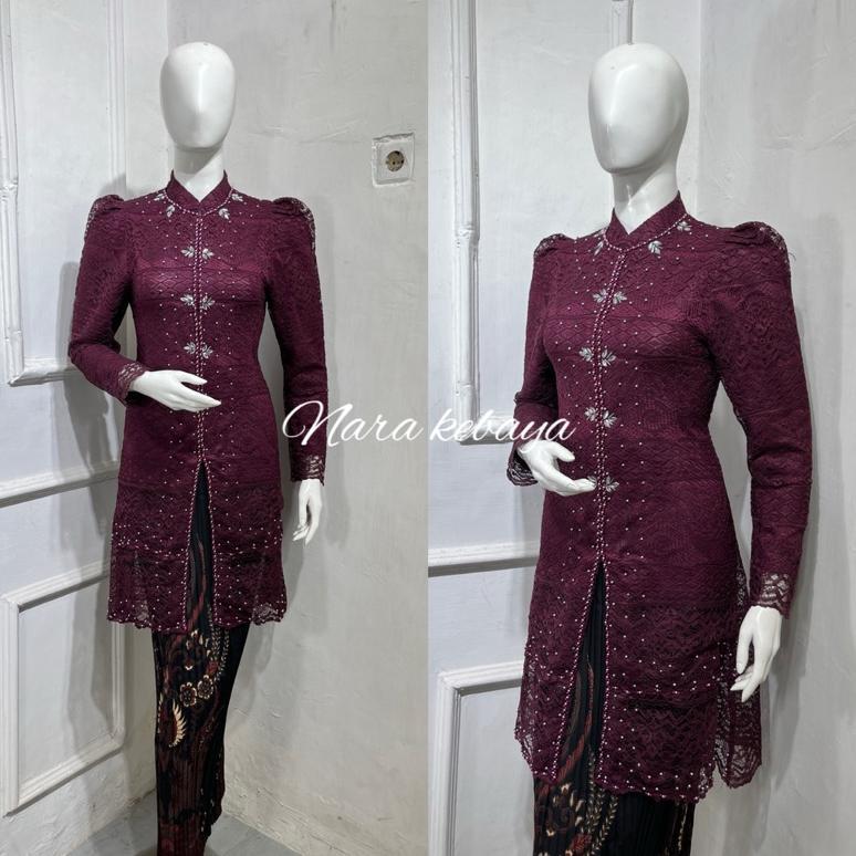 Kebaya tunik brokat kerah sanghai kebaya tunik modern kombinasi payet
