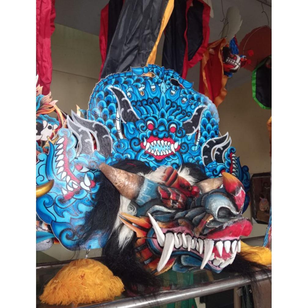 Barongan Devil Anak Kayu Ukuran 18-20 Warna Biru Merah Dskn11