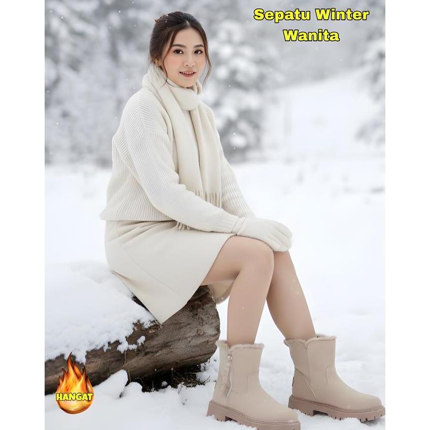 Sepatu Boots Boot Bot Winter Boots Musim Dingin Salju bulu Import Wanita