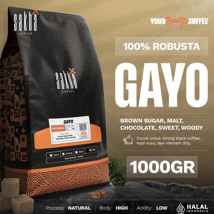 QOHAHRUNS - BIJI KOPI BUBUK FINE ROBUSTA GAYO ACEH 1 KG SAKHA ROASTERY