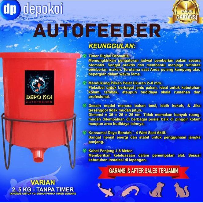 Auto Feeder Kolam Autofeeder Alat Pemberi Pakan Pelet Ikan Koi Otomatis