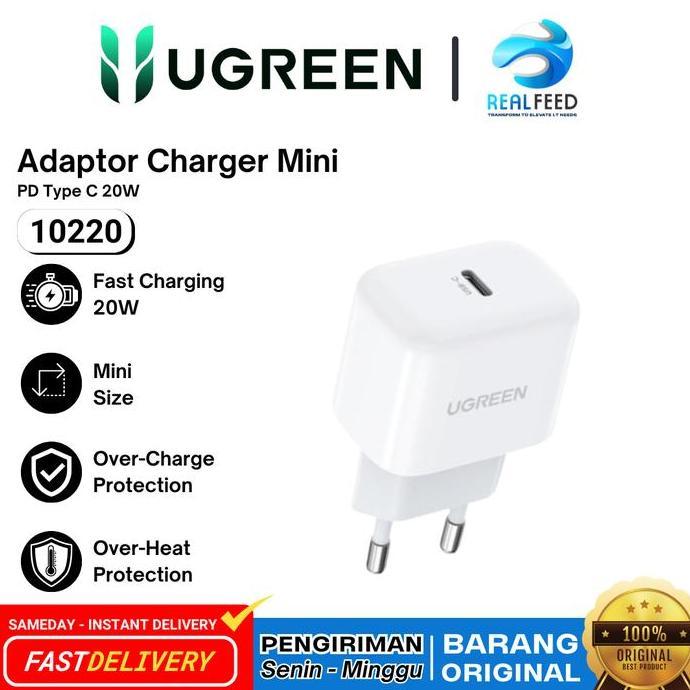 TERMURAH - UGREEN Kepala Charge Usb C 20Watt Mini PD Wall Charger ugreen 10220