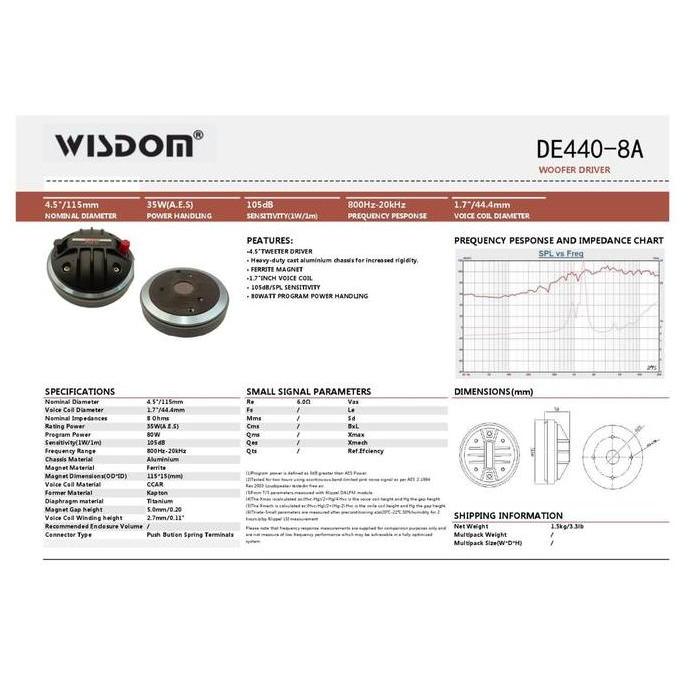 driver tweeter wisdom DE 440-8 A DE440 8A original
