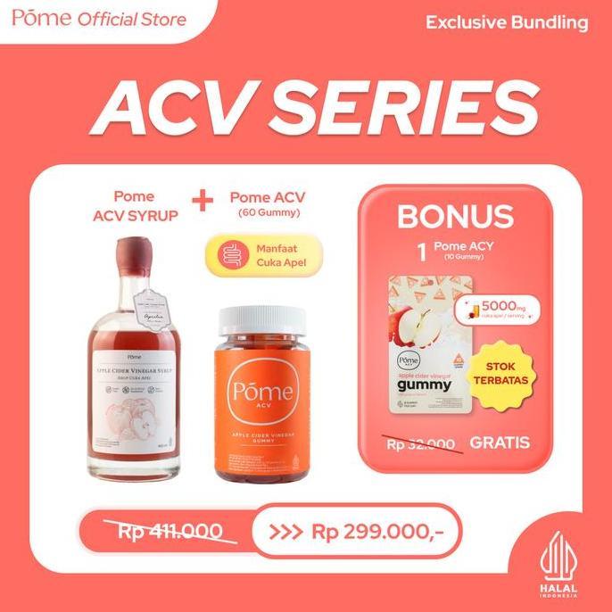Cuka Apel Series - Paket Varian Cuka Apel (Pome Acv Syrup+Pome Acv 60 Gummy Free 1 Sachet Pome Acy)